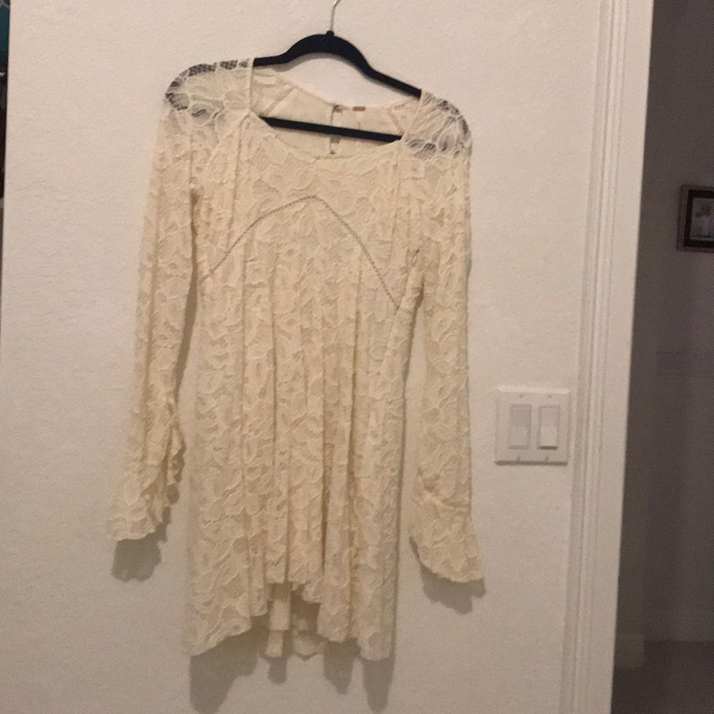 Free People small petite lace beige dress